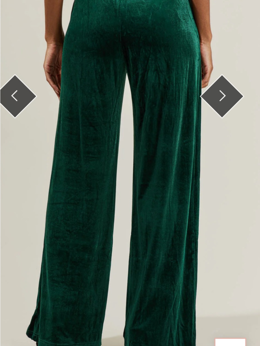 High-Rise Velvet Wide-Leg Trousers in Deep Green - Picture 2 of 5